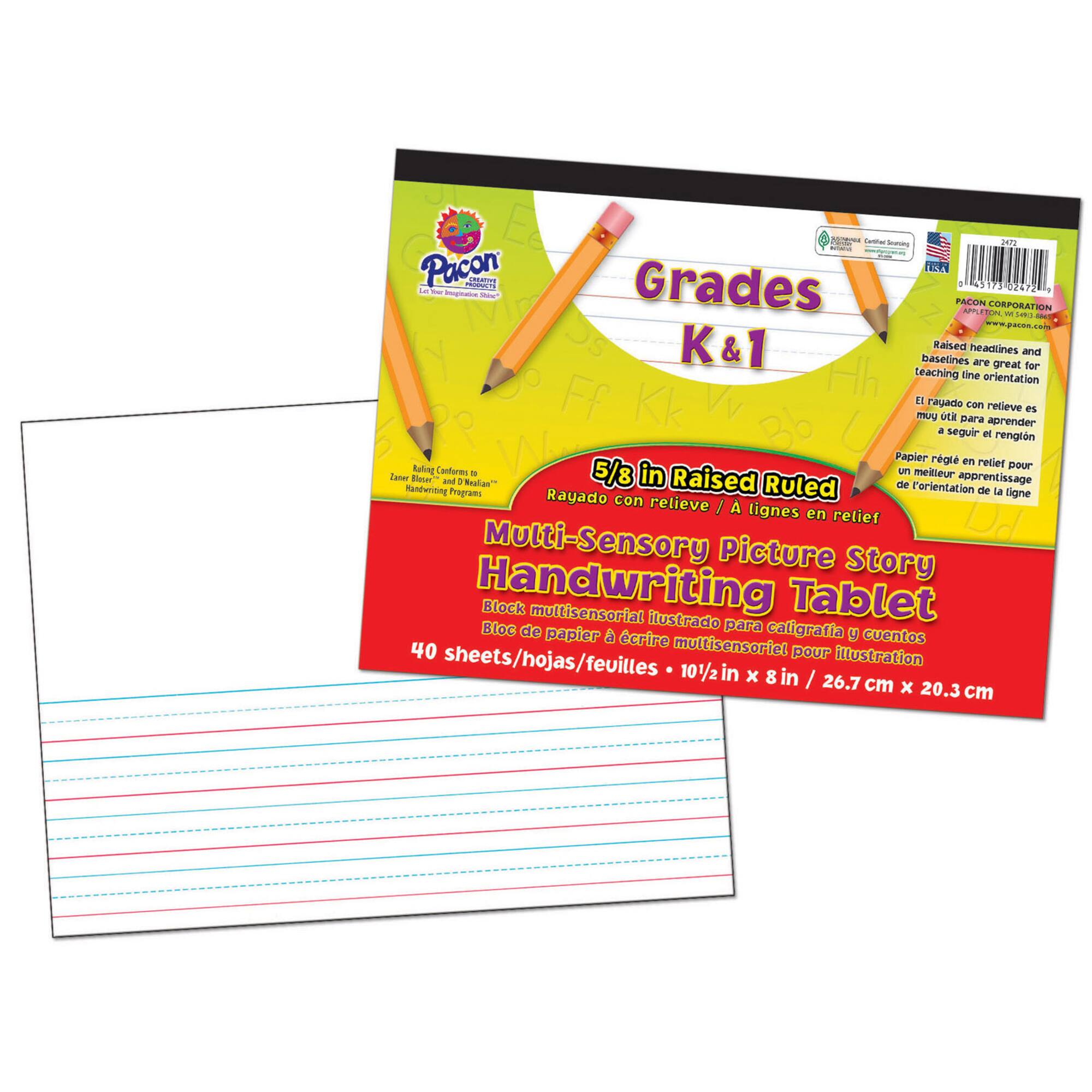 Pacon® Multi-Sensory K-1 Picture Story Handwriting Tablet, 3 Packs of 40